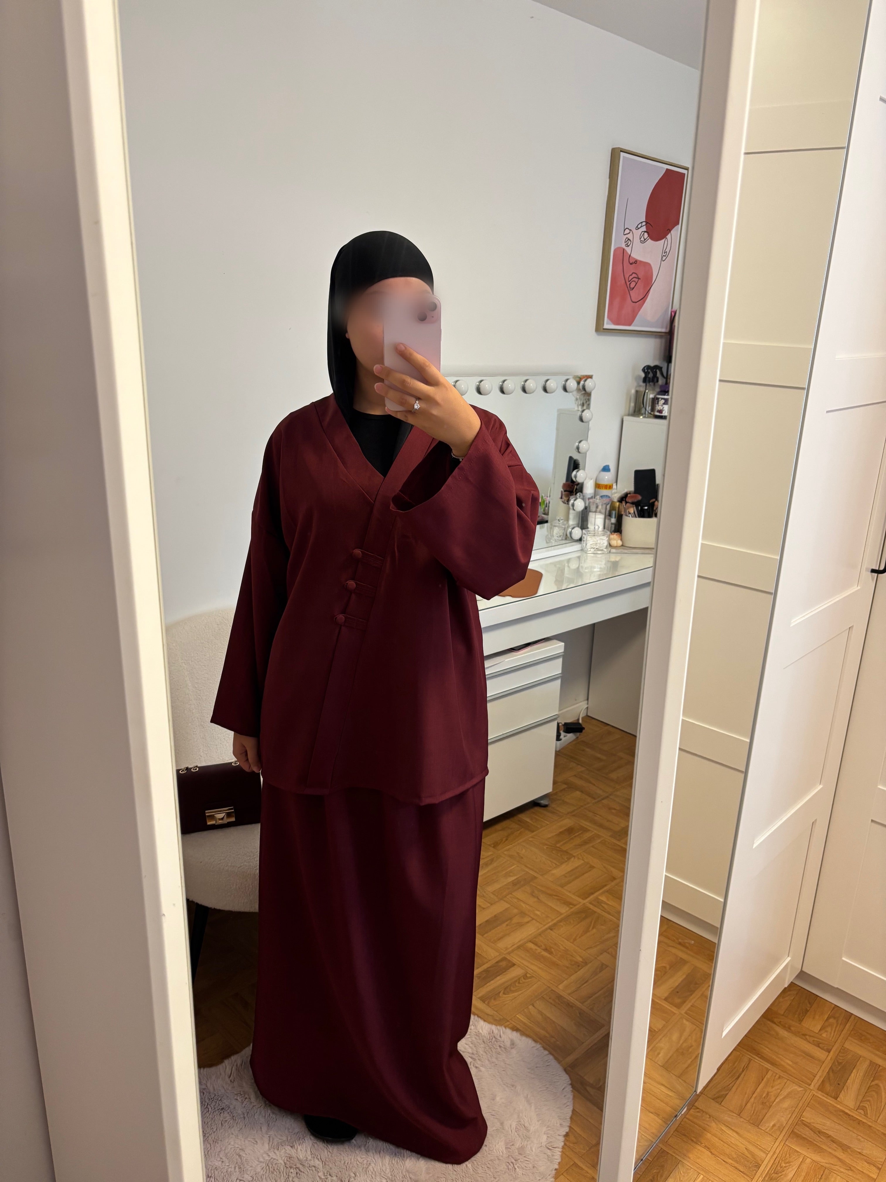 Ensemble jupe rouge bordeaux